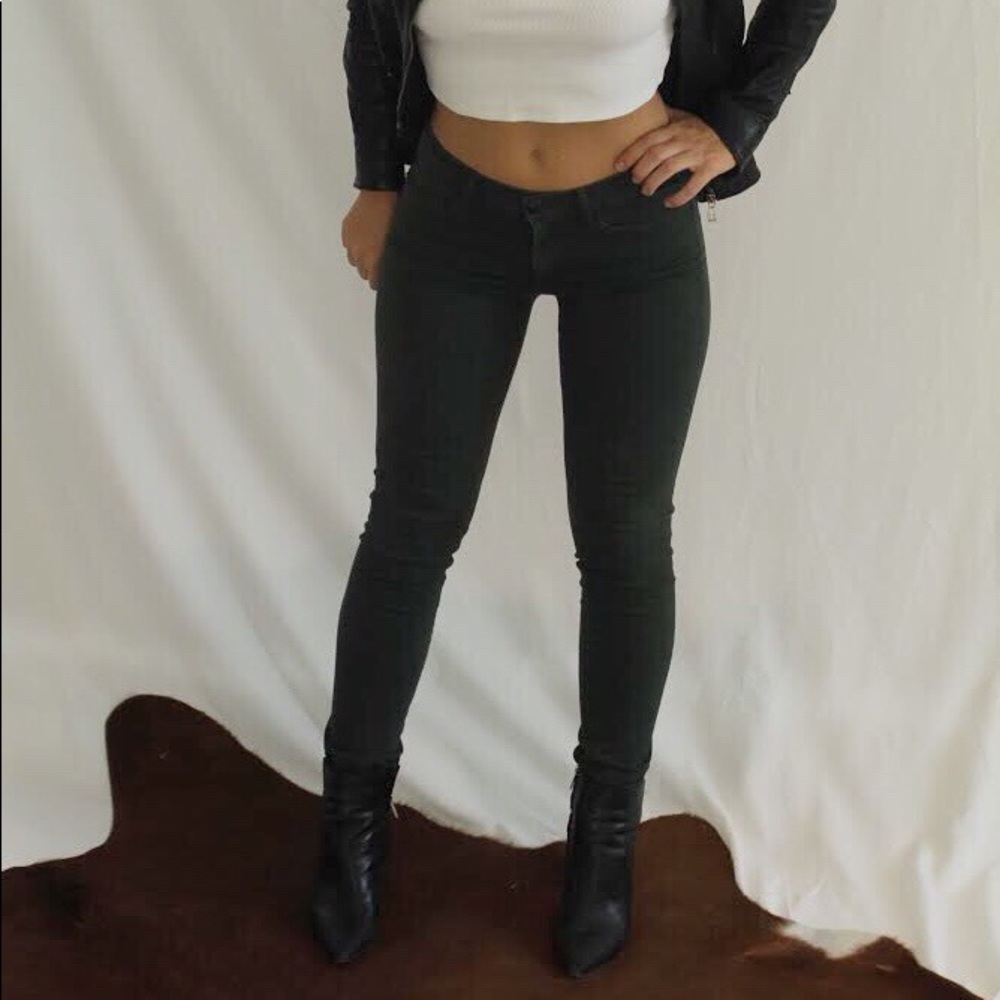 Green Juicy Jean Couture low-rise skinny jeans